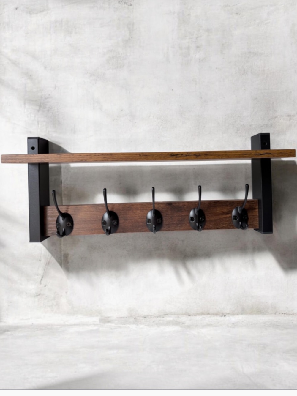 Rustic Wood Wall Coat Rack with 3 Hooks shelf